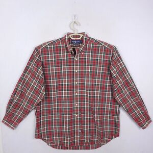 Polo Ralph Lauren  Button Down  Shirt XL Red Oxford Plaid Tartan Long Sleeve